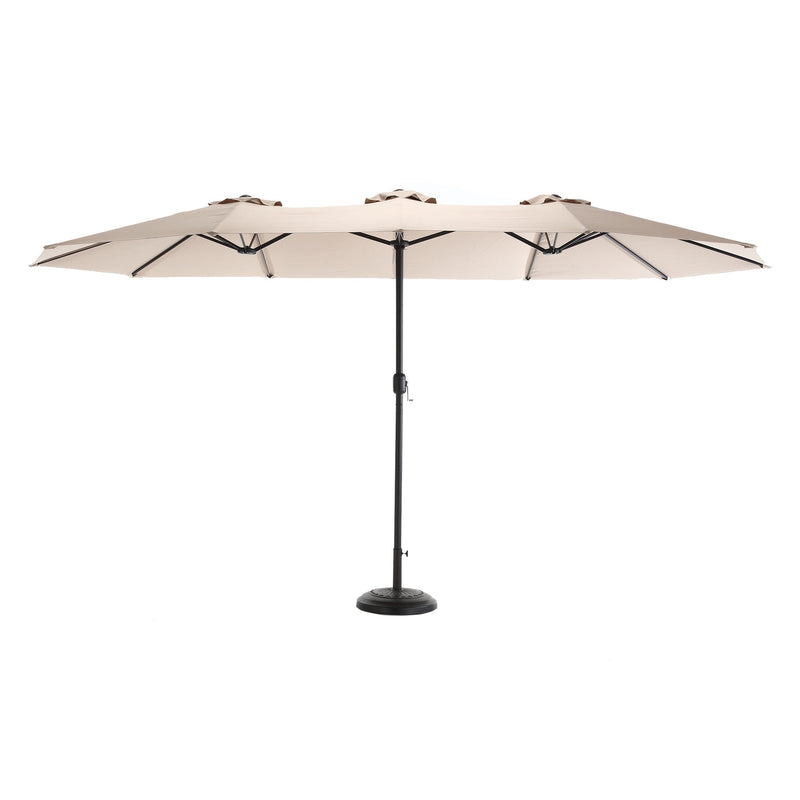 14.8 Ft Double Sided Outdoor Umbrella Rectangular Large with Crank (khaki)
