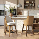 Bahama 26" Cane Rattan High-Back Swivel Counter Stool with Recessed Arms by HouseOfZazla