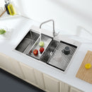 Stainless Steel Kitchen Sink, 33"x22" Single Bowl, Overmount Handmade Sink in Brushed by HouseOfZazla