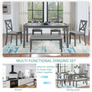 6 Pieces Kitchen Dining Set, Rectangular Wooden Dining Table With 4 Chairs And A Bench by Unique Piece Furniture