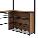 Loft Bed & 3 Layers Of Shelves And L-Shaped Desk