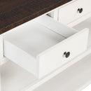 48" Solid Pine Wood Top Console Table, Modern Entryway Sofa Side Table with 3 Storage Drawers and 2 Shelves. Easy to Assemble (Antique White+ Brown Top)