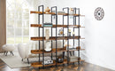 5 Tier Bookcase Home Office Open Bookshelf, Vintage Industrial Style Shelf with Metal Frame, MDF Board