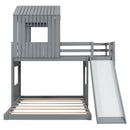 Loft Bunk Bed With Playhouse, Farmhouse, Ladder, Slide And Guardrails by HouseOfZazla