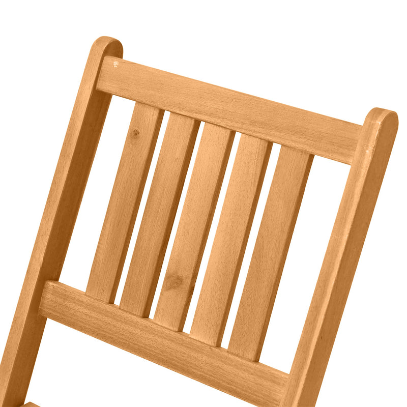 3-Piece Acacia Wood Bistro Set, Folding Patio Furniture with 2 Folding Chairs and Round Coffee Table, Teak, Slatted Finish, for Backyard, Balcony, Deck, Natural