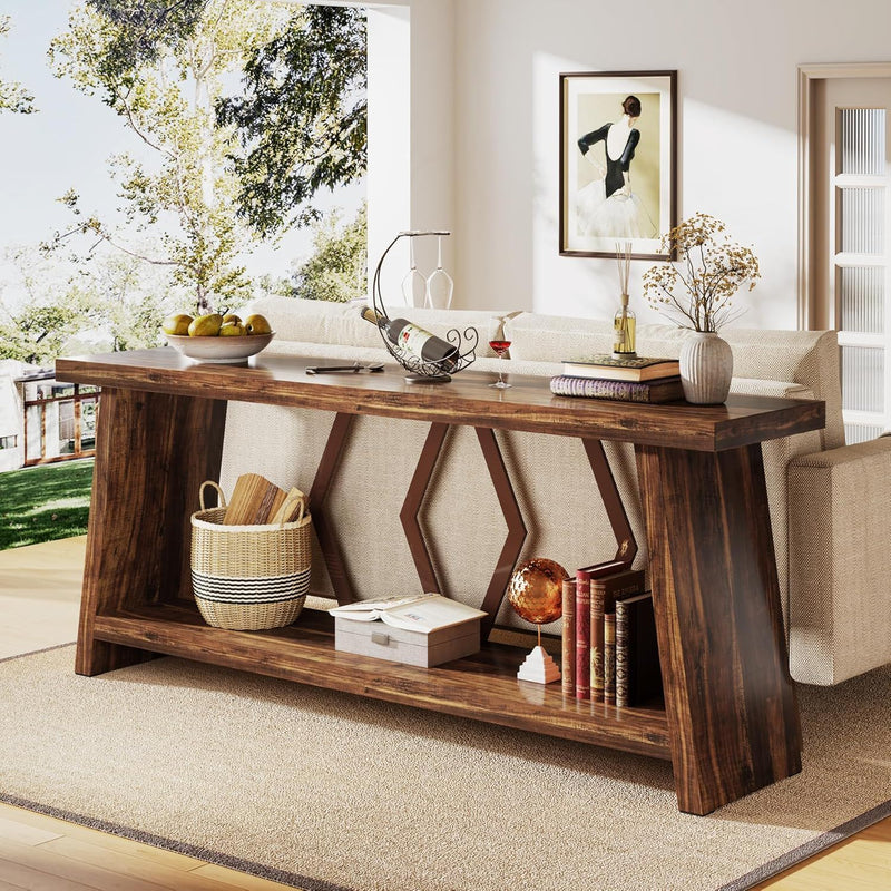 Accent Extra Long Console Table With 2 Tier Storage - Brown, photo 4 of 4