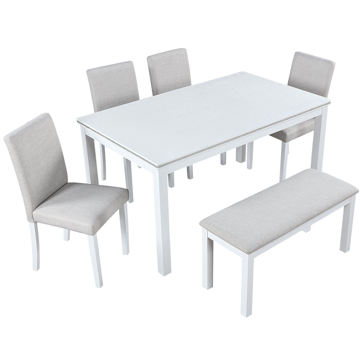 Dining Table Set With Crystal Decoration And Upholstered Chairs, photo 6 of 24