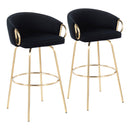 Claire - Contemporary / Glam Fixed Height Bar Stool (Set of 2) Round Footrest (Set of 2) by HouseOfZazla