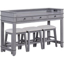 TREXM 4-Piece Dining Table Set for 3, Retro Kitchen Table and Chairs Set with 3 Storage Drawers, Ideal for Small Spaces (Gray)