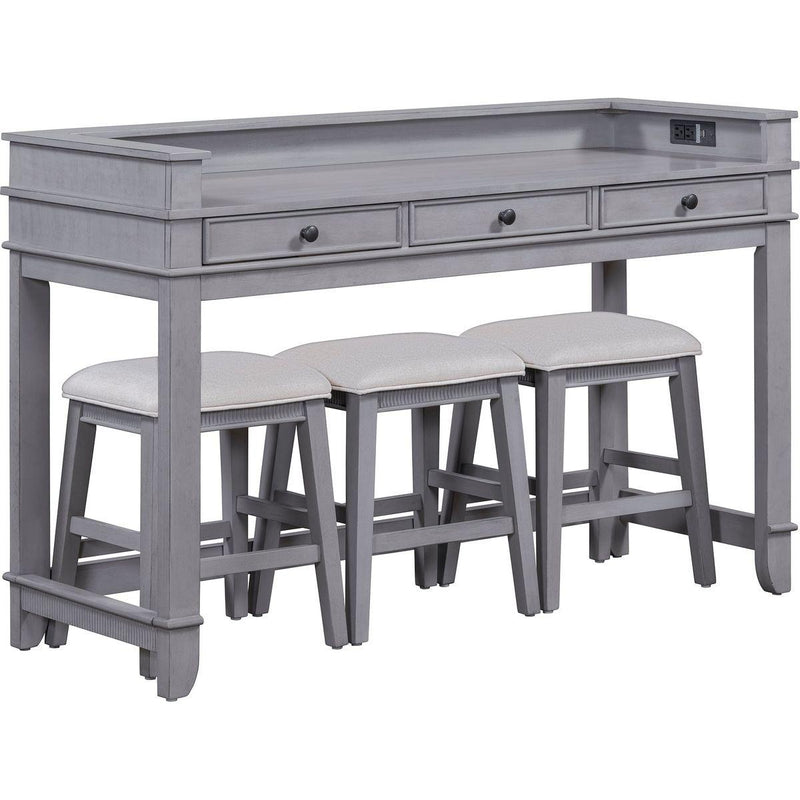 TREXM 4-Piece Dining Table Set for 3, Retro Kitchen Table and Chairs Set with 3 Storage Drawers, Ideal for Small Spaces (Gray)