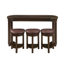 4 Piece Bar Table Set with3 PU Upholstered Bar Stools, Breakfast Table with 3 Padded Stools Solid Wood Counter Height Dining Table Set for Living Room, Dining Room. Espresso by Montret