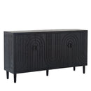Modern Sideboard Cabinet With Decorative Nailhead Accents, Stylish Storage Solution For Dining, Living Rooms - Black by HouseOfZazla