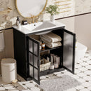 Modern Bathroom Vanity With Ceramic Sink, Tempered Blurred Glass Doors by HouseOfZazla