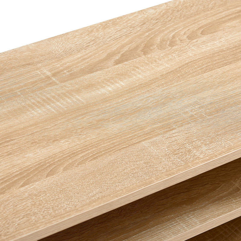 55.12" Rattan TV cabinet, double sliding doors for storage, adjustable shelf, solid wood legs, TV console for living room, natural