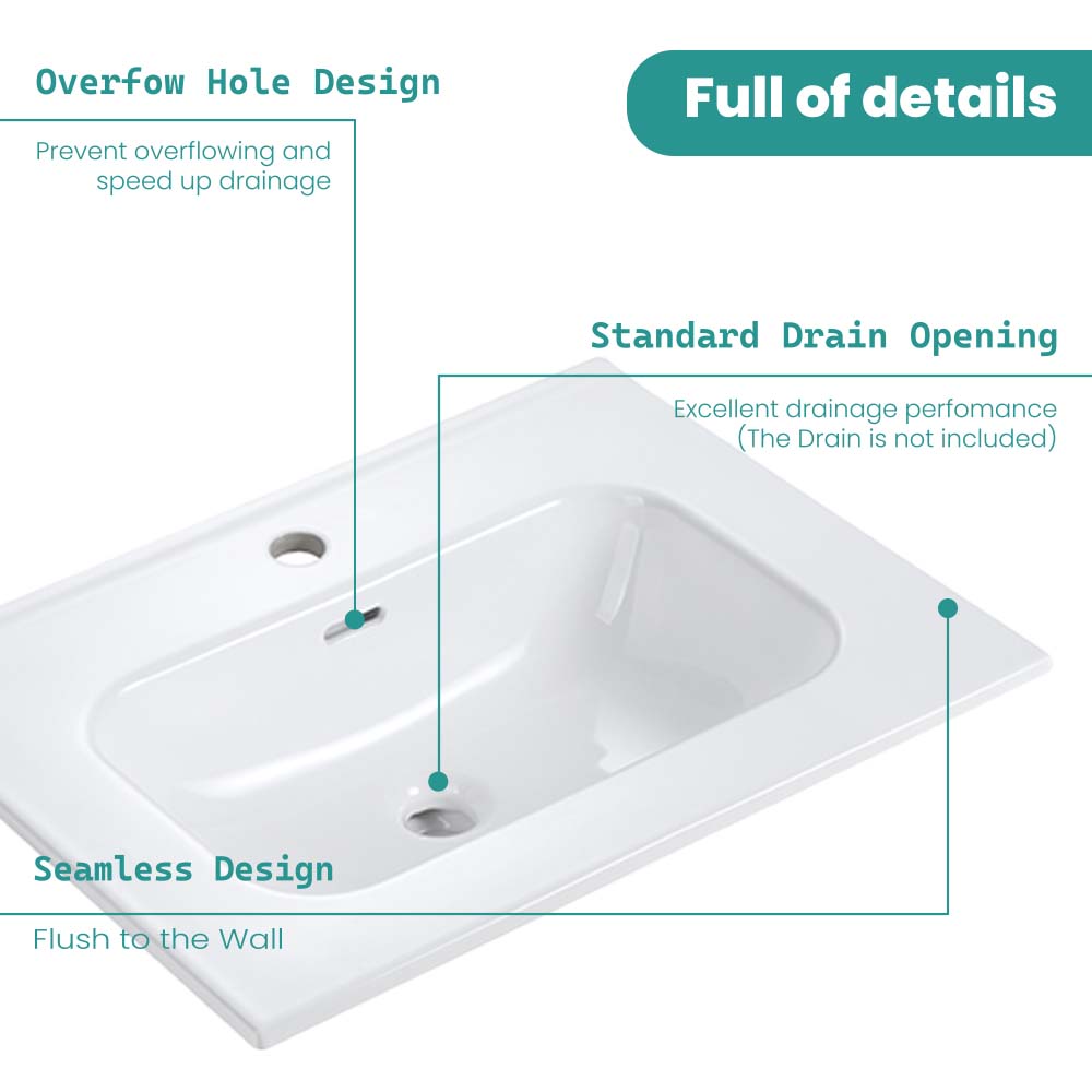 Glossy White Ceramic Integrated Sink, photo 6 of 10