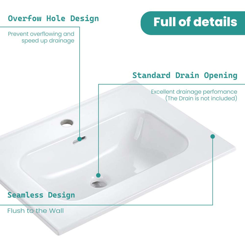 Glossy White Ceramic Integrated Sink, photo 6 of 10