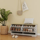 Shoe Storage Bench with 2 Flip Drawers and Adjustable Shelf - Antique