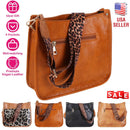 Women Fashion Leather Crossbody Bag Shoulder Bag Casual Handbag with Flexible Wearing Styles Adjustable Guitar Strap