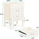 Carved Nightstand With 2 Drawers, Bedside Table - White by HouseOfZazla