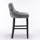 Contemporary Upholstered Wing-Back Barstools With Button Tufted Decoration And Wooden Legs, And Nailhead Trim, Leisure Style Bar Chairs, Bar Stools (Set of 2) by Unique Piece Furniture