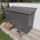 Lean To Shed With Windows, Tool House With Sloping Roof With 2 Vents And 1 Side Open Door For Backyard - Gray by HouseOfZazla