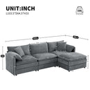 Modular Sectional With Deep And Wide Seat, Cloud Couch Set With Double Cushions Sofa With Movable Ottoman by HouseOfZazla