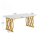 Large Rectangular Dining Table Kitchen Table With Geometric Legs - White / Gold by HouseOfZazla