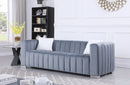 A modern channel sofa take on a traditional Chesterfield,Grey color,3 seater