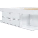 Storage Platform Bed Frame with Multiple Drawers and Shelves No Box Spring Needed, Queen Size,White