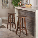 Primrose Outdoor Acacia Wood Barstools With Foot Rest (Set of 2) - Dark Brown by HouseOfZazla