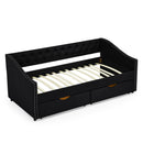 Upholstered Tufted Daybed With 2 Drawers, Waved Arms by HouseOfZazla