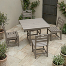 Antique Wood Color HDPE 5-Piece Outdoor Patio Dining Set