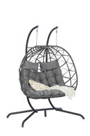 2 Person Outdoor Rattan Hanging Chair Patio Wicker Egg Chair