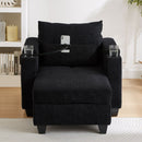 Convertible Chaise Lounge Sofa Chair With USB Ports, Cup Holders, Phone Holder And Storage by Unique Piece Furniture