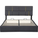 2-Pieces Bedroom Sets,Queen Size Upholstered Platform Bed with Hydraulic Storage System,Storage Ottoman with Metal Legs,Black