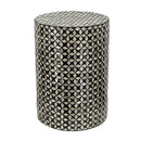 D14x20' Black Round Accent Capiz Stool, Garden Side Table