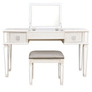 Mirrored Vanity Desk With Drawers And Stool, Flip Up Dressing Table Set For Makeup Room