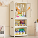 Portable Wardrobe Closet Storage Organizer With Magnetic Doors And Hanging Rod - Cream White by HouseOfZazla