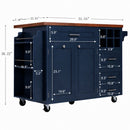 51.54" Rolling Kitchen Island Cart with Drop-Leaf