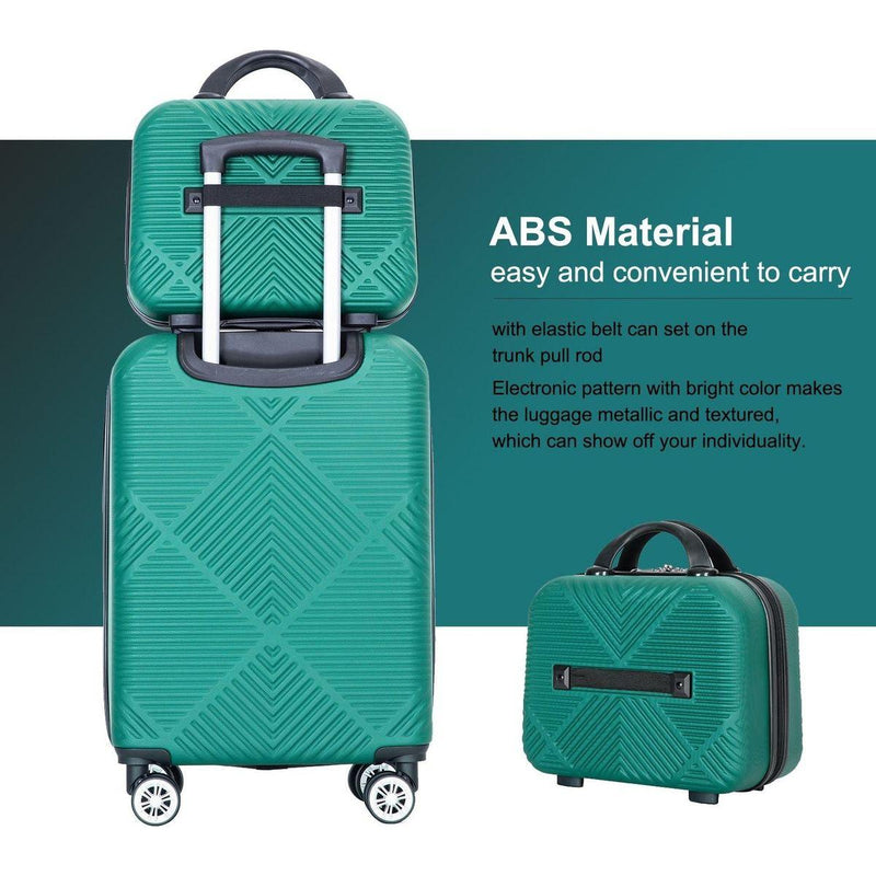 2Piece Luggage Sets ABS Lightweight Suitcase, Spinner Wheels, (20/14) DARK GREEN