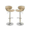 Adjustable Brown Faux Leather Bar Stools, Set of 2