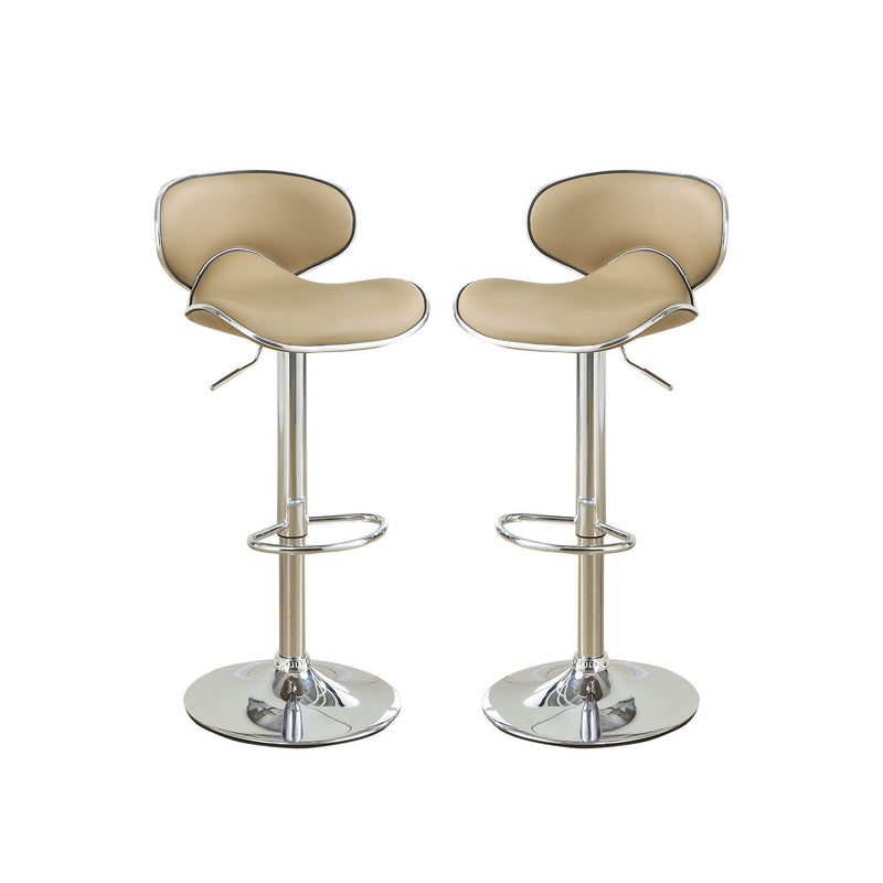 Adjustable Brown Faux Leather Bar Stools, Set of 2