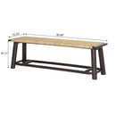 Farmhouse Modern Solid Wood Rattan Bench Multi Functional Design 59" Indoor & Covered Outdoor Bench - Walnut by Unique Piece Furniture