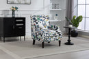 Upholstered Accent Chair - Vintage Armchair with Solid Wood Legs