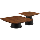 Duncan - 2 Piece Coffee Table Set With Sculpted Bases - Walnut by HouseOfZazla