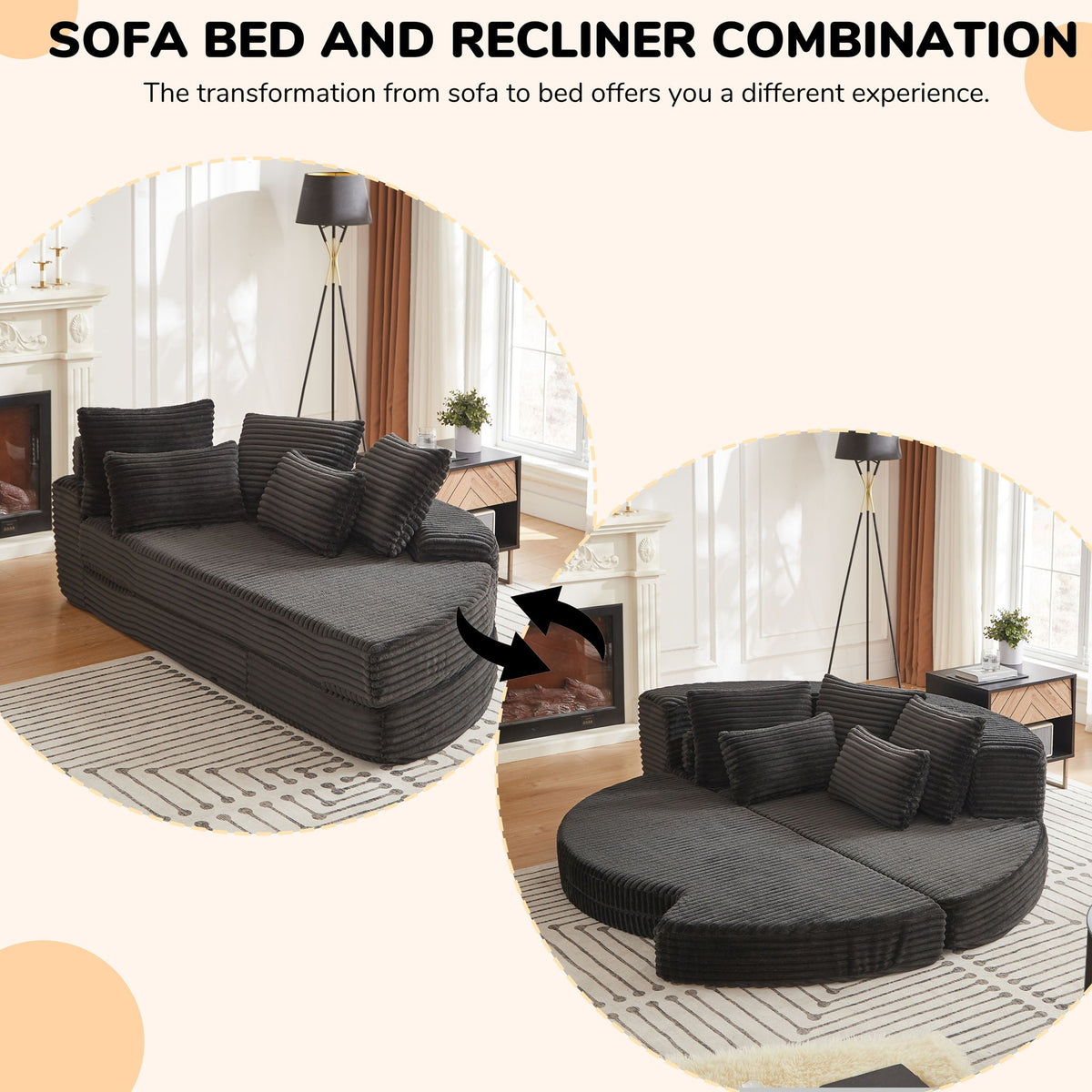 Semi Circular 2 In 1 Sofa Bed With Neck Pillow, photo 37 of 40
