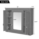 Wall Mounted Bathroom Cabinet With Mirror And 4 Shelves, Rectangular Design - Gray by HouseOfZazla