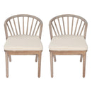 Outdoor Dining Chairs Set of 2 with Acacia Wood and Cream Washable Cushions by HouseOfZazla