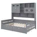 Daybed With All-In-One Cabinet And Shelf