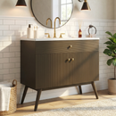 36" Luxury Striped Bathroom Vanity, Soft-Close Dual-Door Storage & Premium Ceramic Sink by HouseOfZazla